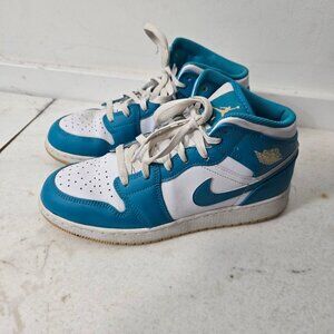 Nike Air Jordan 1 (GS) Mid Aquatone White Youth Shoes Size 6.5Y